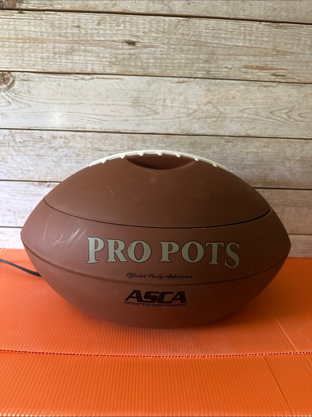 Football-Shaped Crockpot by Pro Pots in Brown & White - Fall Tailgating🏈